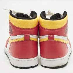 Pre Owned Air Jordans Jordan 1 Retro High OG Light Fusion Red Size 45.5 Multicolor Leather High Top Sneakers