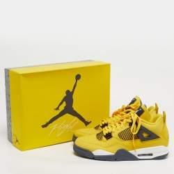 Pre Owned Air Jordans Jordan 4 Retro Lightning Size 45 Yellow Nubuck Leather High Top Sneakers