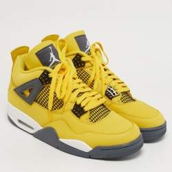Pre Owned Air Jordans Jordan 4 Retro Lightning Size 45 Yellow Nubuck Leather High Top Sneakers