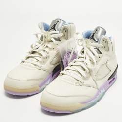 مملوكة مسبقًا حذاء رياضي إير جوردن 3 ريترو جلد أبيض/كحلي منتصف الليل مقاس 45