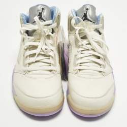 مملوكة مسبقًا حذاء رياضي إير جوردن 3 ريترو جلد أبيض/كحلي منتصف الليل مقاس 45