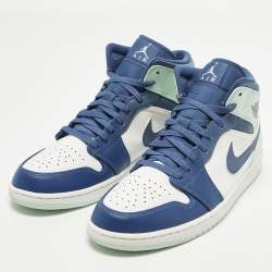 مملوكة مسبقًا Air Jordans Jordan 1 Mystic Navy Mint Foam Size 45.5 Multicolor Leather Mid Top Sneakers