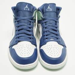 مملوكة مسبقًا Air Jordans Jordan 1 Mystic Navy Mint Foam Size 45.5 Multicolor Leather Mid Top Sneakers