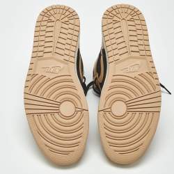 Pre Owned Air Jordans Jordan 1 Retro Heirloom Size 46 Beige/Black Leather and Canvas High Top Sneakers