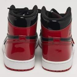 Pre Owned Air Jordans Jordan 1 Retro OG Bred Size 42.5 Black /Red Patent Leather High Top Sneakers