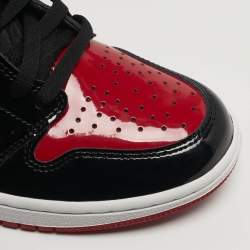 Pre Owned Air Jordans Jordan 1 Retro OG Bred Size 42.5 Black /Red Patent Leather High Top Sneakers