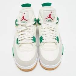 مملوكة مسبقًا Air Jordans 4 Retro Size 40 Tricolor Leather and Suede High Top Sneakers