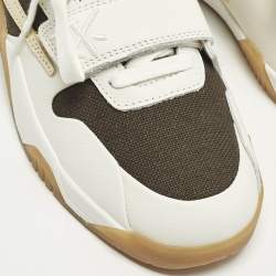 Pre Owned Air Jordans Jordan Jumpman Size 46 Two Tone Knit Fabric and Leather Jack TR Travis Scott Sail High Top Sneakers