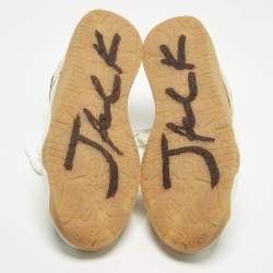 Pre Owned Air Jordans Jordan Jumpman Size 46 Two Tone Knit Fabric and Leather Jack TR Travis Scott Sail High Top Sneakers