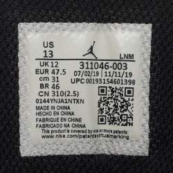 مملوكة مسبقًا Air Jordans Dub Zero Size 47.5 Black Leather and Patent Lace Up Sneakers