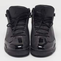 مملوكة مسبقًا Air Jordans Dub Zero Size 47.5 Black Leather and Patent Lace Up Sneakers