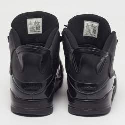 مملوكة مسبقًا Air Jordans Dub Zero Size 47.5 Black Leather and Patent Lace Up Sneakers