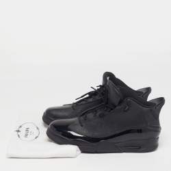 مملوكة مسبقًا Air Jordans Dub Zero Size 47.5 Black Leather and Patent Lace Up Sneakers