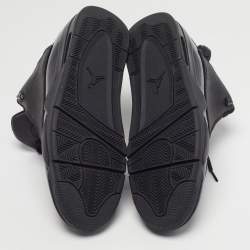 مملوكة مسبقًا Air Jordans Dub Zero Size 47.5 Black Leather and Patent Lace Up Sneakers