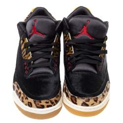Air Jordan 3 Retro SE Black/Brown Calf Hair Animal Instinct Low Top Sneakers Size 41