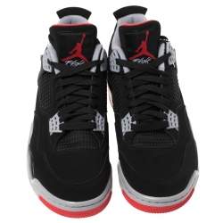 Pre Owned Air Jordan Black/Red Suede 4 Retro Bred 2019 Release Sneakers Size 44