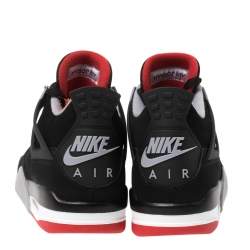 Pre Owned Air Jordan Black/Red Suede 4 Retro Bred 2019 Release Sneakers Size 44