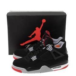 Pre Owned Air Jordan Black/Red Suede 4 Retro Bred 2019 Release Sneakers Size 44