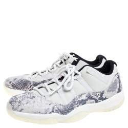 Pre Owned Jordan Grey Leather Air Jordan 11 Retro Low Snakeskin Light Bone Sneakers Size 45