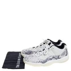 Pre Owned Jordan Grey Leather Air Jordan 11 Retro Low Snakeskin Light Bone Sneakers Size 45
