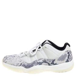 Pre Owned Jordan Grey Leather Air Jordan 11 Retro Low Snakeskin Light Bone Sneakers Size 45