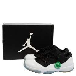 Air Jordan White/Black Patent Leather And Mesh 11 Retro Low Top Sneaker Size 45