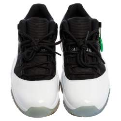 Air Jordan White/Black Patent Leather And Mesh 11 Retro Low Top Sneaker Size 45