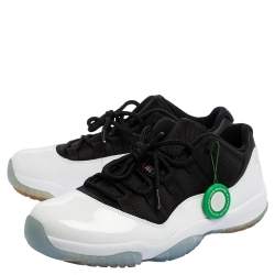 Air Jordan White/Black Patent Leather And Mesh 11 Retro Low Top Sneaker Size 45