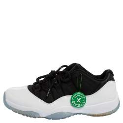 Air Jordan White/Black Patent Leather And Mesh 11 Retro Low Top Sneaker Size 45