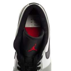 Pre Owned Air Jordan White /Grey Leather Air Jordan 1 Low Sneakers Size 46