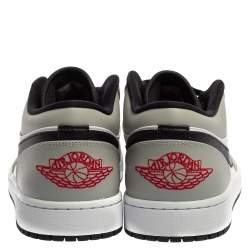 Pre Owned Air Jordan White /Grey Leather Air Jordan 1 Low Sneakers Size 46