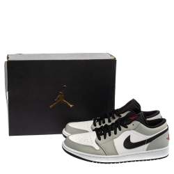 Pre Owned Air Jordan White /Grey Leather Air Jordan 1 Low Sneakers Size 46