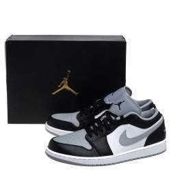 Pre Owned Air Jordan Black/Smoke Grey Leather Air Jordan 1 Retro Low Sneakers Size 43