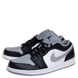 Pre Owned Air Jordan Black/Smoke Grey Leather Air Jordan 1 Retro Low Sneakers Size 43
