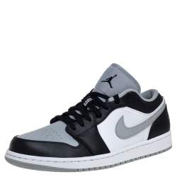 Pre Owned Air Jordan Black/Smoke Grey Leather Air Jordan 1 Retro Low Sneakers Size 43