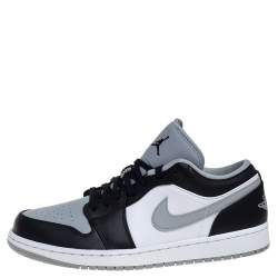 Pre Owned Air Jordan Black/Smoke Grey Leather Air Jordan 1 Retro Low Sneakers Size 43