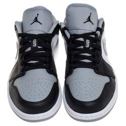 Pre Owned Air Jordan Black/Smoke Grey Leather Air Jordan 1 Retro Low Sneakers Size 43