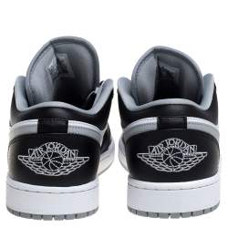 Pre Owned Air Jordan Black/Smoke Grey Leather Air Jordan 1 Retro Low Sneakers Size 43