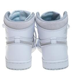 Pre Owned Air Jordan 1 White/Grey Leather And Suede Retro High 85 Sneakers Size 41