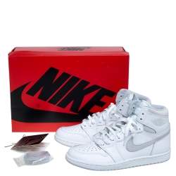 Pre Owned Air Jordan 1 White/Grey Leather And Suede Retro High 85 Sneakers Size 41