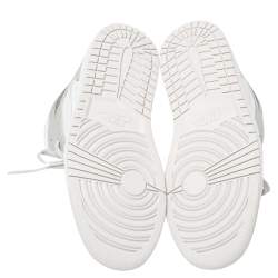 Pre Owned Air Jordan 1 Mid Grey/White Leather Camo Sneakers Size 42.5