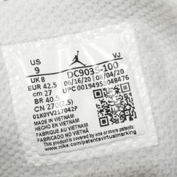 Pre Owned Air Jordan 1 Mid Grey/White Leather Camo Sneakers Size 42.5