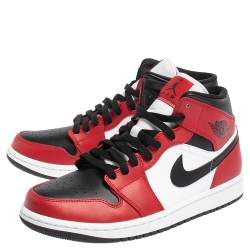 Air Jordan Multicolor Leather Air Jordan 1 Mid Chicago Black Toe Sneakers Size 42