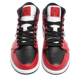 Air Jordan Multicolor Leather Air Jordan 1 Mid Chicago Black Toe Sneakers Size 42