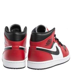 Air Jordan Multicolor Leather Air Jordan 1 Mid Chicago Black Toe Sneakers Size 42