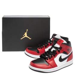 Air Jordan Multicolor Leather Air Jordan 1 Mid Chicago Black Toe Sneakers Size 42