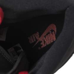 Pre Owned Nike Black/Red Leather And Fabric Air Jordan 1 Retro High Top Sneakers Size 42.5