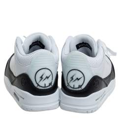 Pre Owned Air Jordan White/Black Leather Air Jordan 3 Retro Fragment Low Top Sneakers Size 41