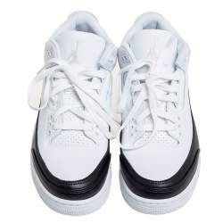 Pre Owned Air Jordan White/Black Leather Air Jordan 3 Retro Fragment Low Top Sneakers Size 41
