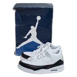 Pre Owned Air Jordan White/Black Leather Air Jordan 3 Retro Fragment Low Top Sneakers Size 41